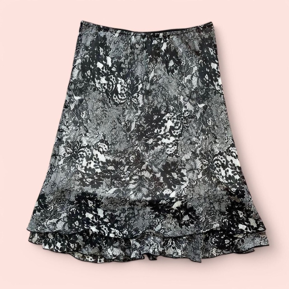 Whimsygoth Y2K Black and White Midi Skirt